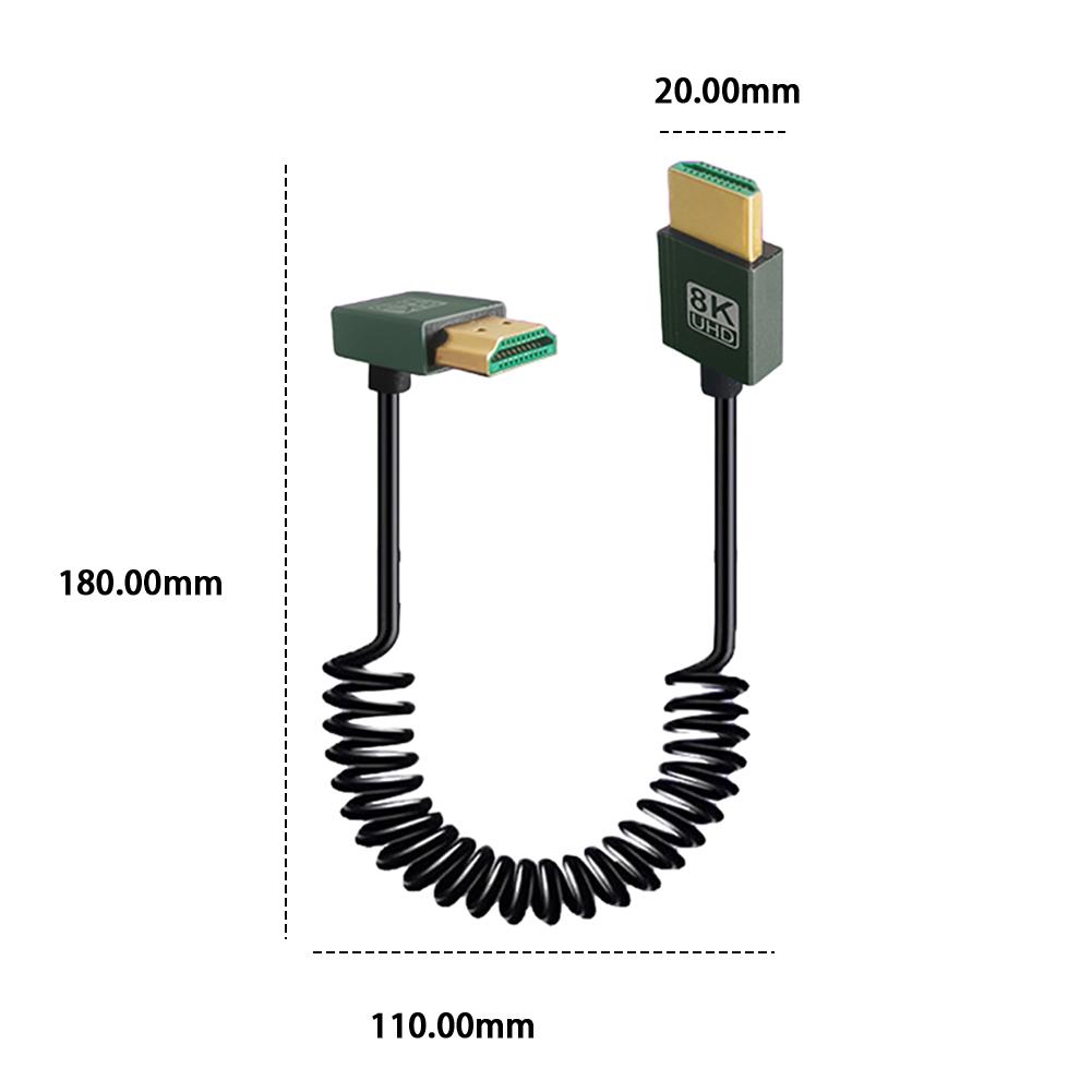 8K HDMI-Compatible To HDMI-Compatible Coiled Cable 48Gbps Extreme Thin HDMI-Compatible 2.1 Cable for Camera/PC/Monitor