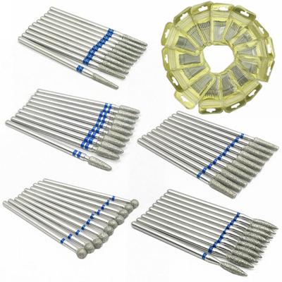 10 шт./упак. алмазные сверла для ногтей, вращающиеся насадки для электрического маникюрного станка, фрезы, заусенцы, инструменты для дизайна ногтей, аксессуары