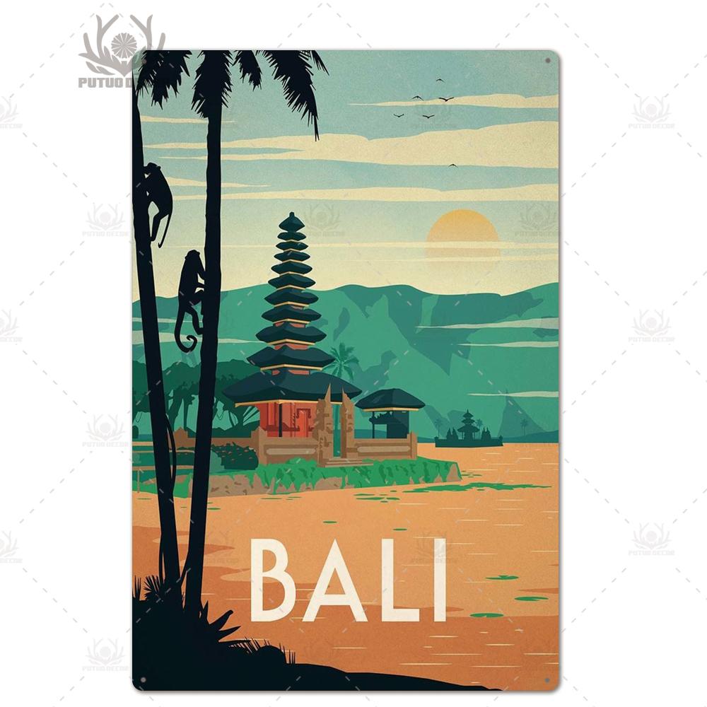 Decor Travel Tin Sign Plaque Metal Plate Vintage Wall Art Poster for Home Living Room Beach House Iron Painting