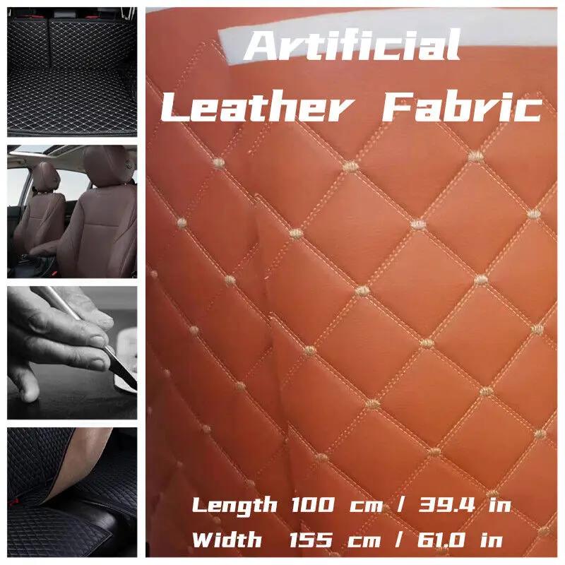 Thick Sponge Quilted Faux Leather Fabric Embroidered Car Interior Material Craft Upholstery Fabric Diamond Argyle Sewing New