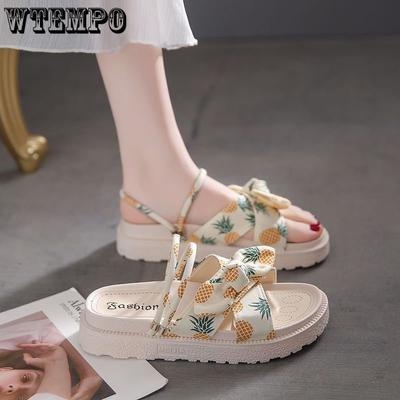 Модные сандалии на толстой подошве, женские летние сандалии на плоской подошве, студенческая пляжная обувь с мягкой подошвой