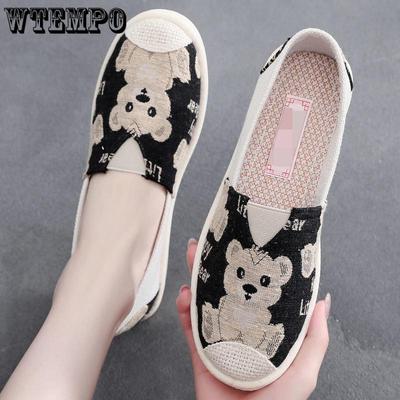 Повседневная парусиновая обувь с вышивкой, нескользящая рабочая обувь с плоской подошвой и мягкой подошвой, весна-лето