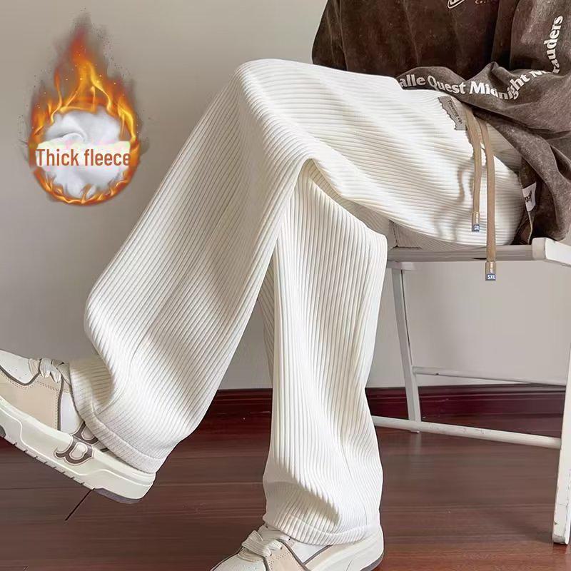 Мужские свободные спортивные брюки из плюшевого вельвета — плотные, широкие, прямого кроя брюки для осени/зимы