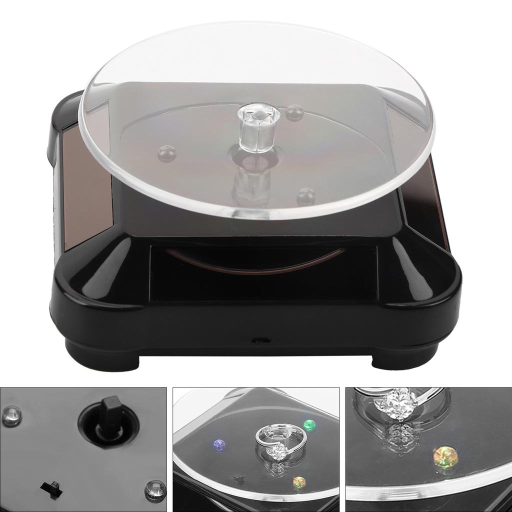 Солнечная витрина 360 вращающийся поворотный стол часы телефон ювелирные изделия дисплей стенд светодиодный свет (черный)