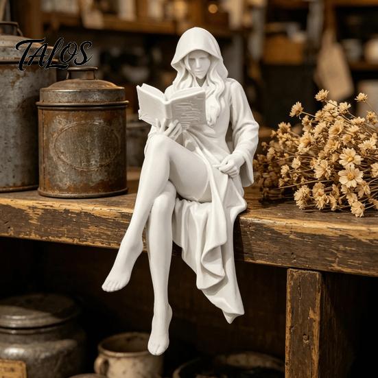 Статуэтка для тихого исцеления, 3D-печатная статуэтка девушки-призрака, читающей книгу, Элегантная фигурка без лица, Минималистичная белая художественная скульптура-фигурка из смолы