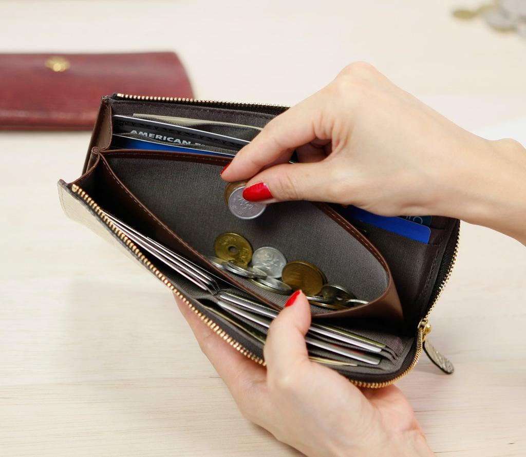 Сделано в Японии Металлическая гравировка Глянцевый блеск Винтажный металлик Итальянская кожа коровья кожа Молния Длинный кошелек Золотой [Нейтральный серый] Женский [Винтажный металлик]