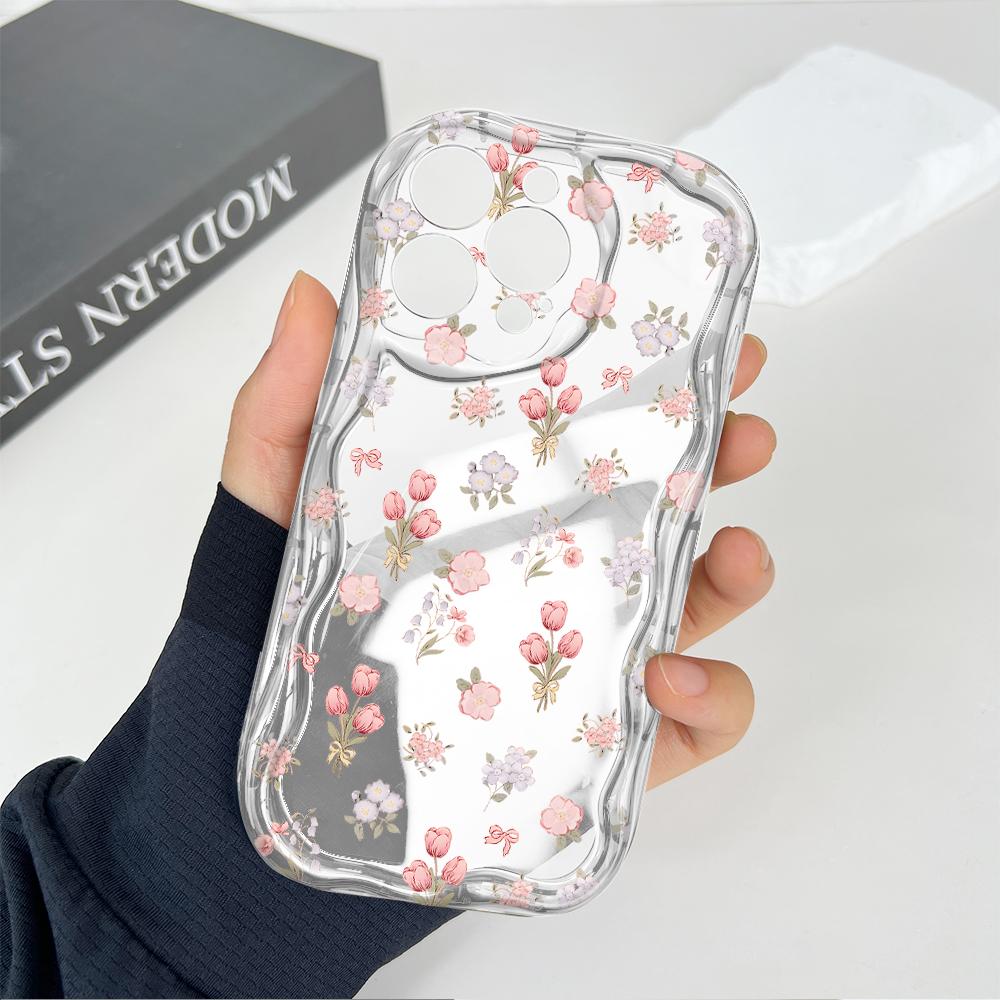 Cute Cartoon Pattern Cream Texture Casing Wavy Edge Soft Silicone Cover Phone Case for OPPO Reno Realme