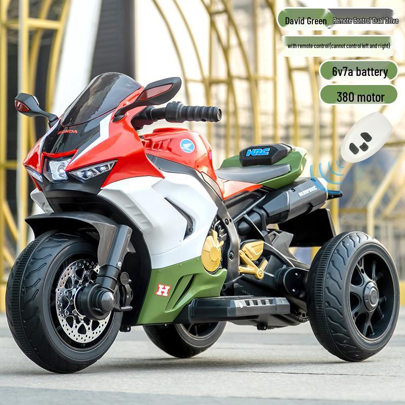 Электрический трехколесный велосипед для детей с пультом управления, двойным приводом, аккумуляторной батареей, подходит для мальчиков и девочек.