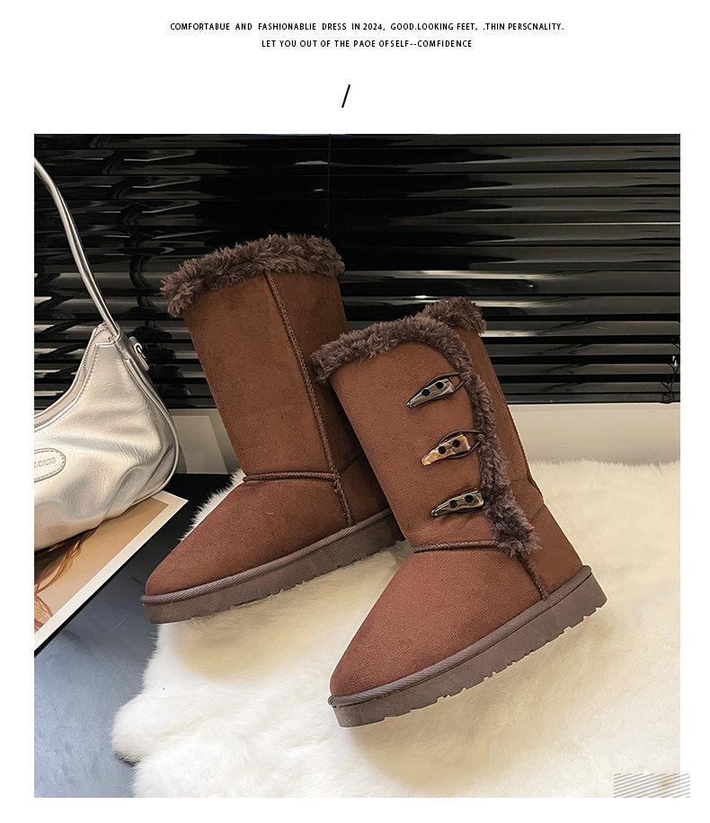 Снежные сапоги роговая пряжка высокие женские туфли