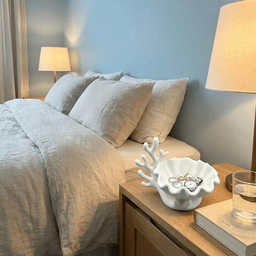 Coral Shell Shape Jewelry Storage Tray 3D Printed Ring Holder Unique Desktop Organizer Home Decor