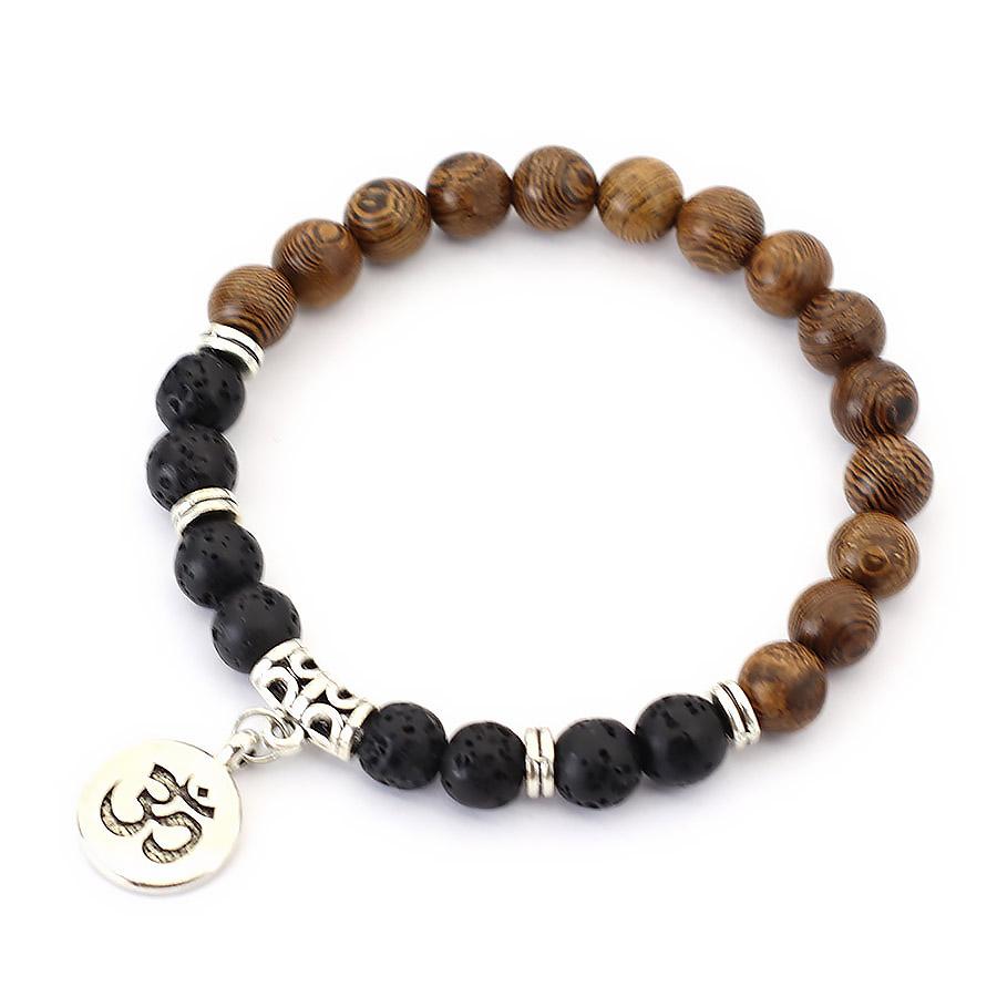 Мужской браслет из бисера, деревянные бусины, вулканический камень, дуплексный сплав, бусина Будды «Древо жизни», браслет для исцеления, йога-нить