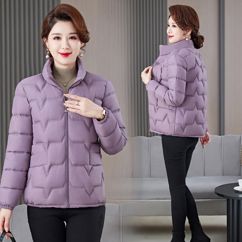 Middle-aged and Elderly Women's Casual Winter Slim Thin Down Cotton-padded Jacket Coat