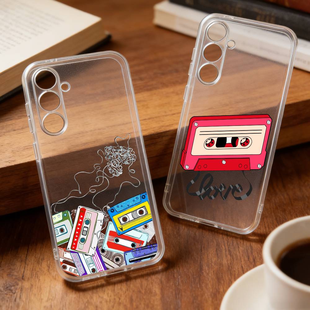 Чехол для телефона V-Video C-Cassette T-Tape для Samsung S25,24,21,22,23,30,Ultra,20,Plus,Fe,Lite,Note Прозрачная крышка