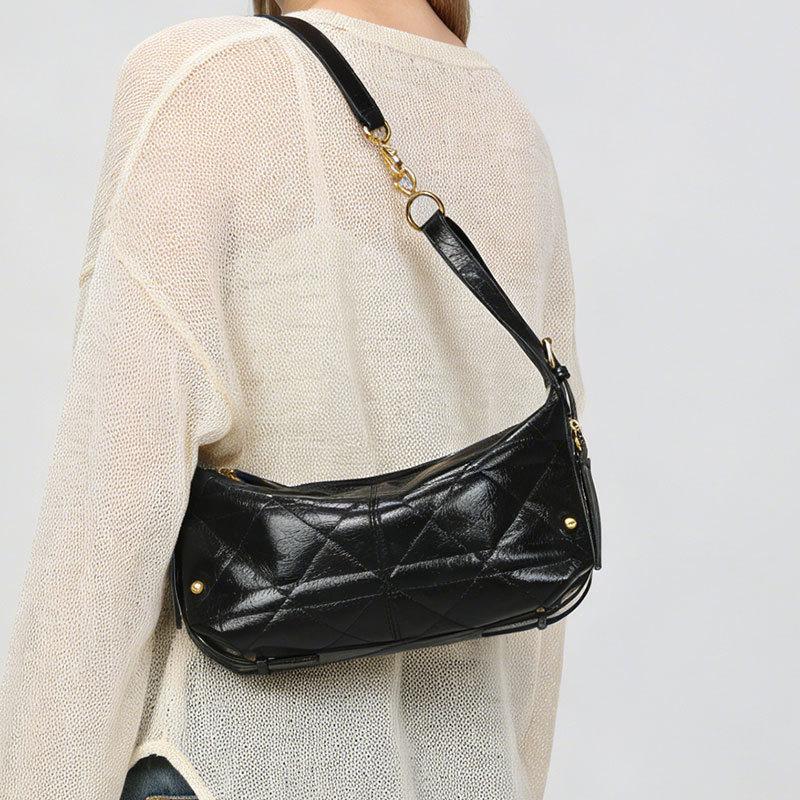 Single Shoulder Bag, High-end Feeling, Diamond Grid Dumpling Bag, Fashionable and Simple Armpit Bag, Versatile Commuting Women's Crossbody Bag