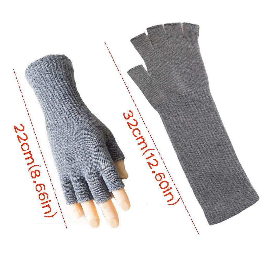 Перчатки с полупальцами чистого цвета, вязаные длинные перчатки для запястья, модные рабочие перчатки для женщин и девочек