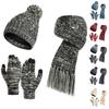 Women's And Men's Winter Fashion Warmth Cute Hat Scarf Gloves Casual Three Piece Set