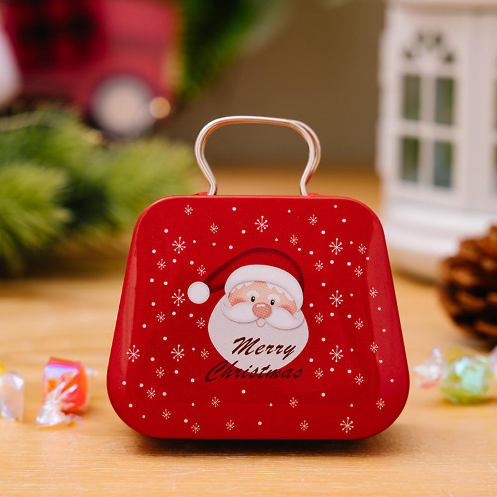 Christmas Decoration 2025 Metal Box Handbag Shape Tin Jar Jewelry Storage Case Kids Gift Can Storage Boxes 2026 Xms Party Decors