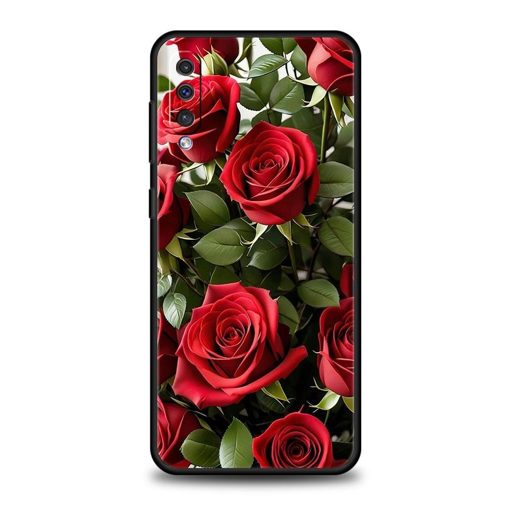 Чехол Для Samsung A24 A12 A14 A32 A50 A70 A20E A20S A10S A22 A40 A34 A54 A42 A52 5G A02S A04s Крышка Красивые Цветы Красной Розы