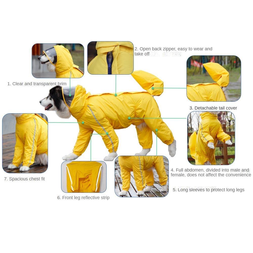Чехол для собак с хвостом, плащ для больших собак, полный комплект, золотистый ретривер, одежда для больших собак, непромокаемые товары для четырех футов, товары для домашних животных