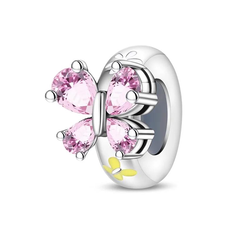 Новый Медно-розовый Семейный Шарм Кролик Бабочка Сердце Серьга Бусина Подвеска Подходит для Оригинального Браслета Ожерелья DIY Ювелирные Изделия