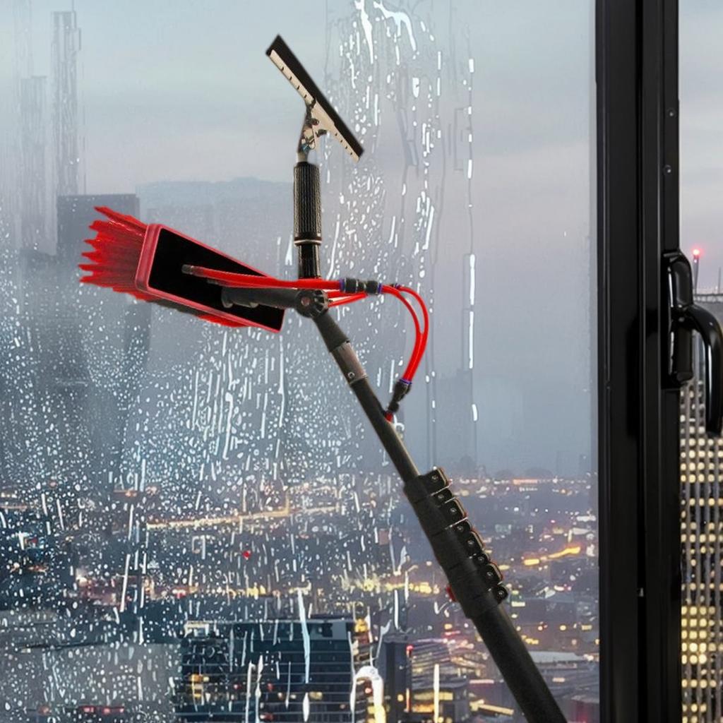 Lightweight Solar Panel Cleaning Tool Water Fed Brush Kit Extendable Telescopic Pole 35FT Max Length with 20M Hose Universal Gar