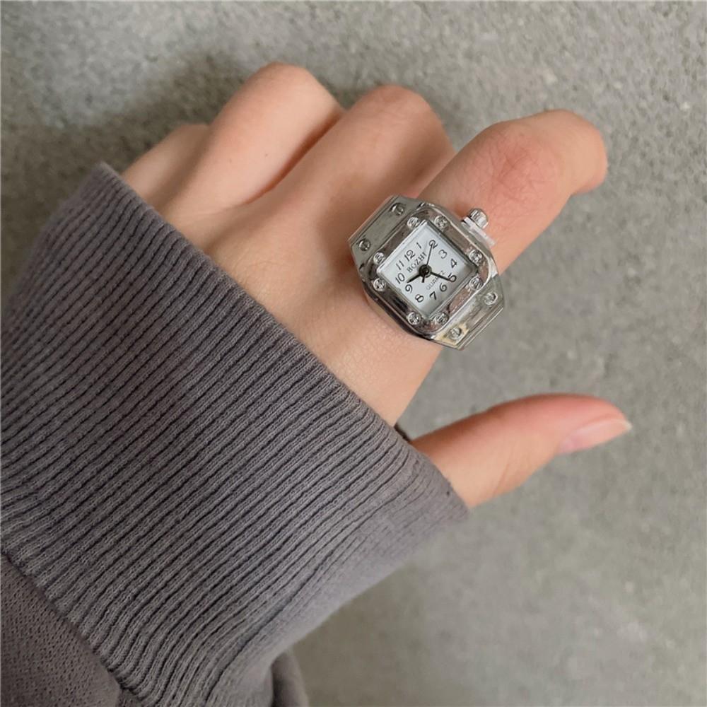 Punk Rings Jewelry Clock Heart Shape Finger Watch Ring Cool Roman Quartz Watch Women