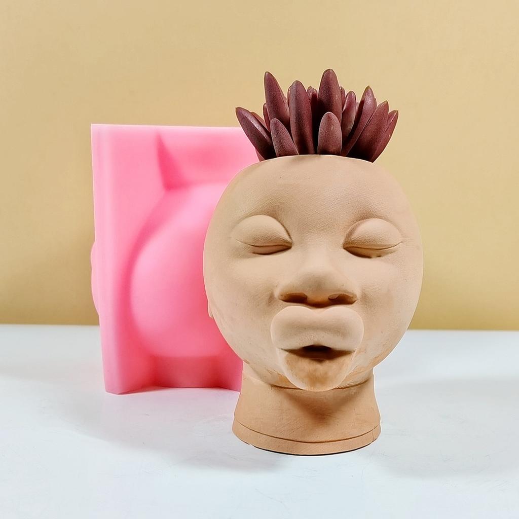 Girl Pen Holder Silicone Mold Table Ornament Succulent Planter Flowerpot Molds Epoxy Resin Mold DIY Plaster Making Tool
