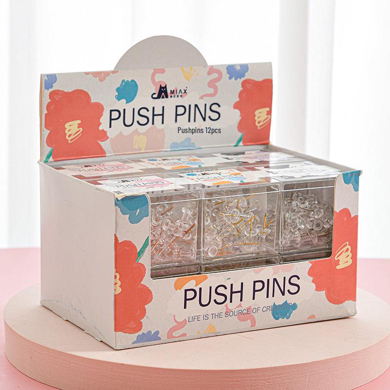 Прозрачная коробка I-Nail из розового золота: 70 гальванических художественных кнопок для пробковых и фотодосок