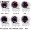 52MM Вольтметр, Тахометр RPM, Датчик температуры воды, Датчик температуры масла, Датчик давления масла, Датчик соотношения воздух-топливо, Датчик выхлопных газов EXT для 12-вольтовых автомобилей
