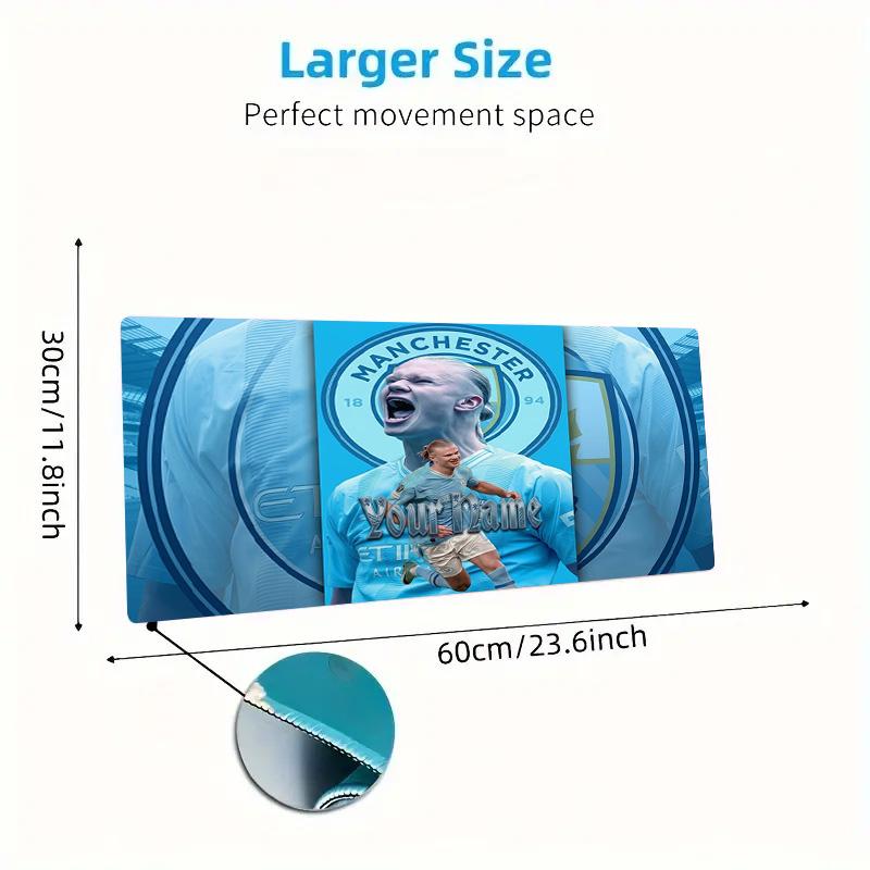Haaland Custom Name Large Size Mouse Pad Large Gaming Table Cushion Nonslip Laptop Tablet Big Mousepad Xxl Mat Mini Pc Playmat With Lock Edge Custom N