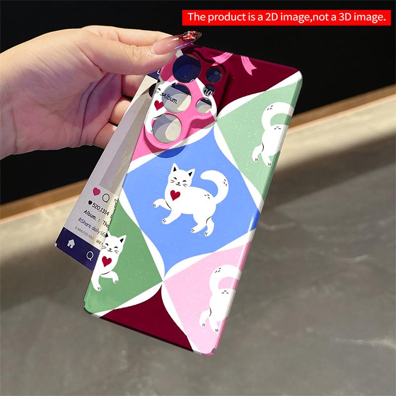 2DFlat Samsung phone case Cute Cat Heart Pattern Phone Case Applicable to Galaxy S22 S23 S24 S25ULTRA S26 A12 A13 A14 A15 A16