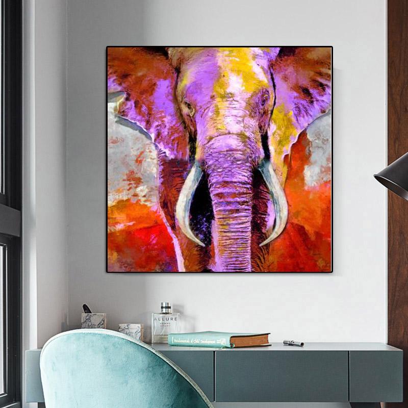 Современная красочная картина со слоном на холсте для гостиной, постеры и принты, художественный Настенный декор с животными, Прямая доставка