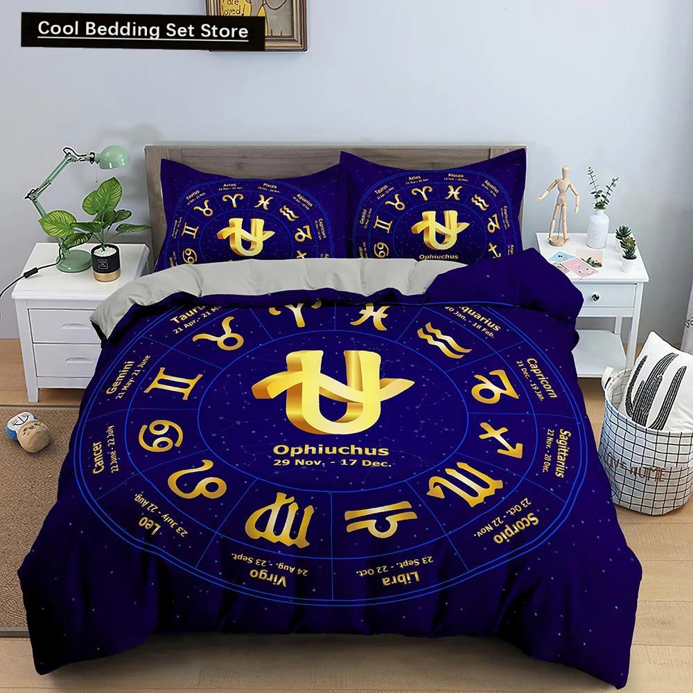 Constellation King Queen Duvet Cover Astrological Bedding Set for Kids Teens Adults Psychedelic Tarot Astrology Soft Quilt Cover
