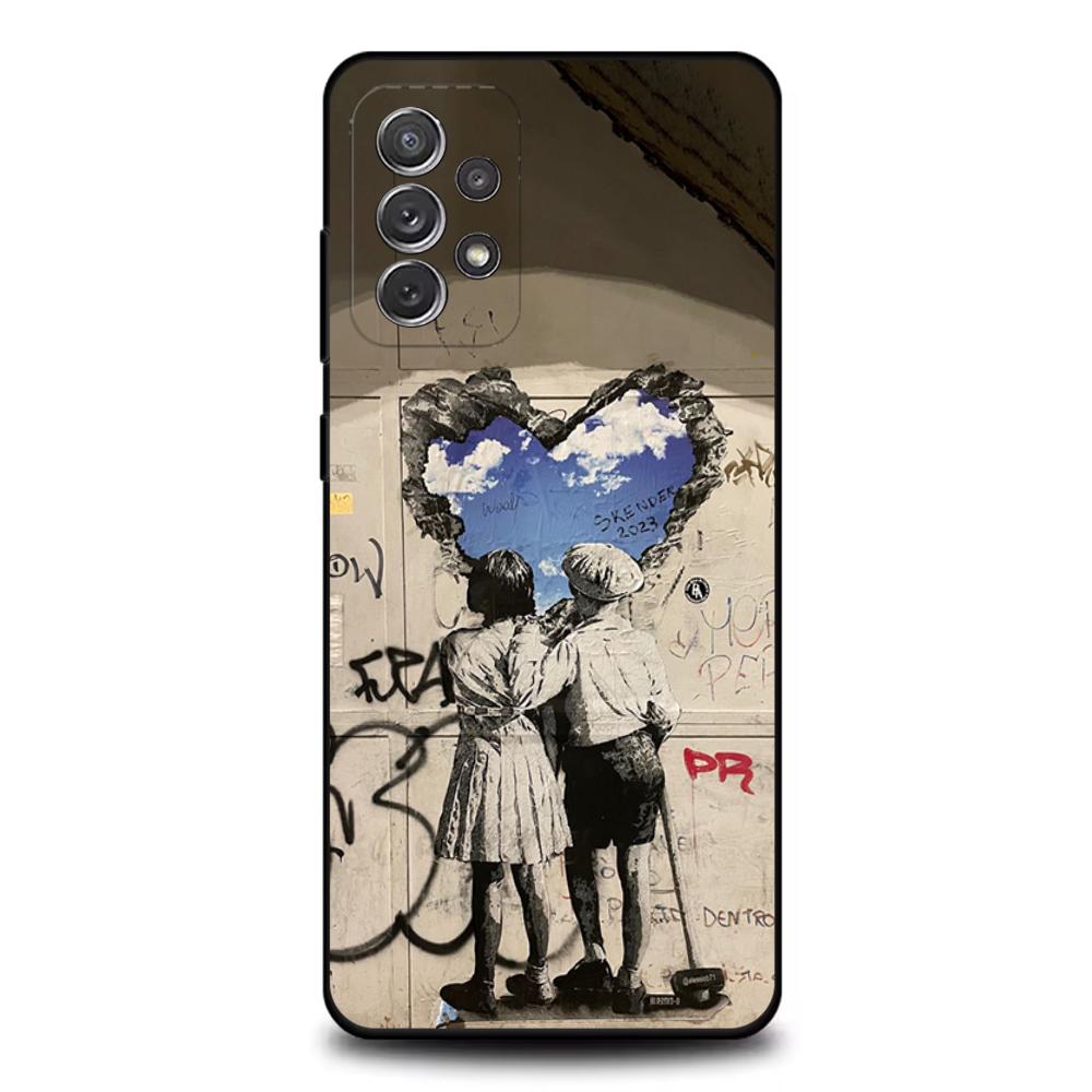 Чехол для телефона Street Art Banksy Graffiti для Samsung S25, S24, S21, S22, S23, S30, Ultra, S20, Plus, Fe, Lite, Note, 10, 9, 5G Черный