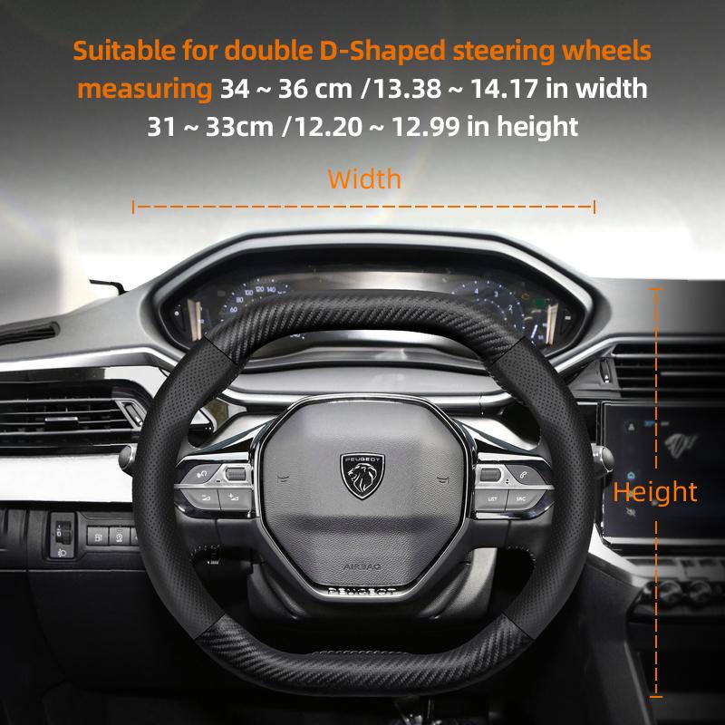 zkfan8 Suitable for Peugeot Breathable Leather Matte Carbon Fiber Texture Steering Wheel Cover Suitable for 206 208 3008 308 207 