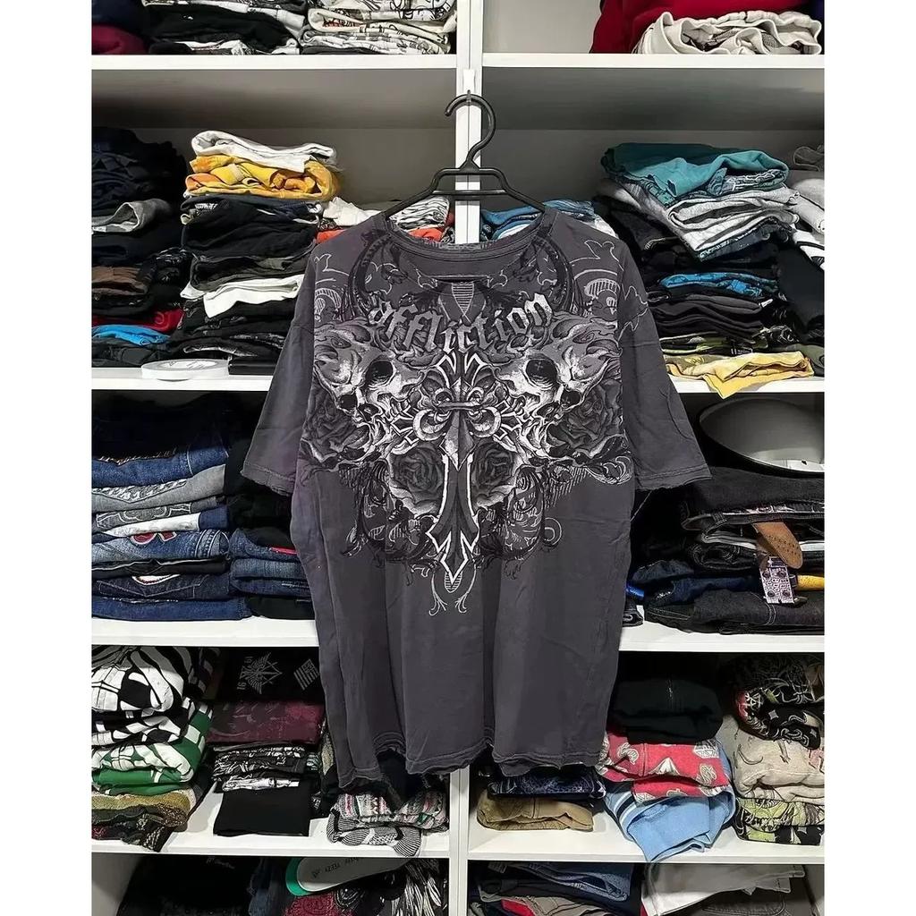 ZYLLO Принт Уличная Y2K Футболка Мужская Хип-хоп Винтаж Рок Одежда Оверсайз Мешковатая Повседневная Американская Пара Уличная Одежда