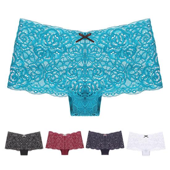 Sexy Underwear Elastic Waistband Protective Skin-touching Crochet Embroidery Floral Lace Underwear Inside Wear