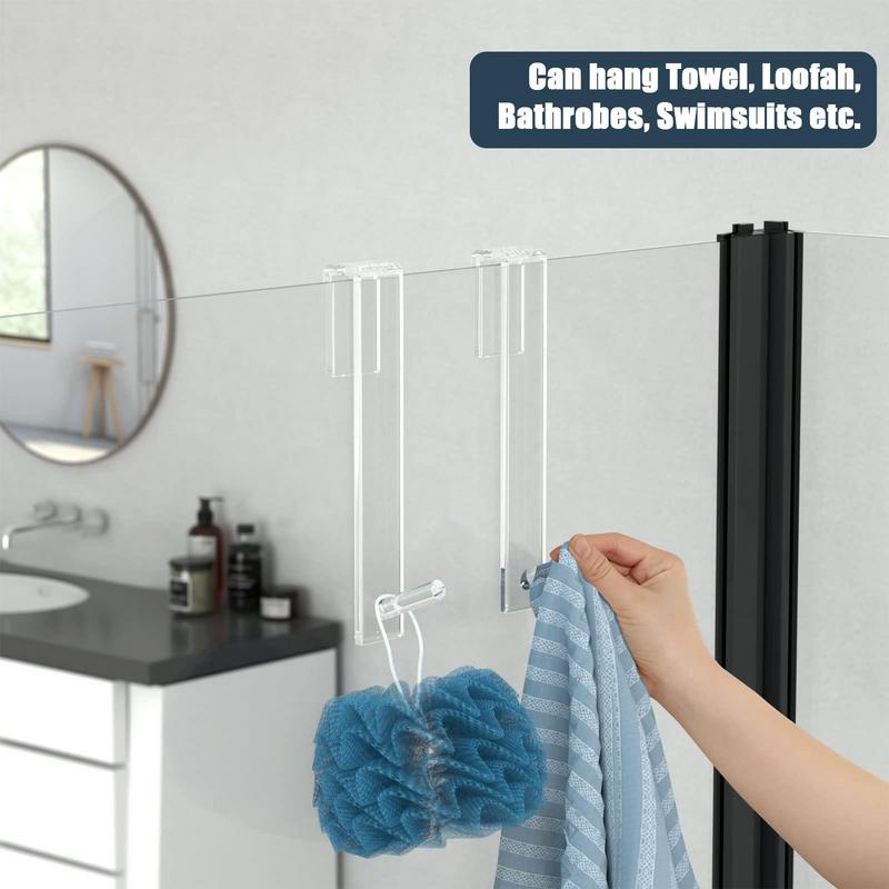 Transparent Bathroom Hooks For Towels Bathroom Door Over Shower Towel Rack No Drilling Shrinkable Opening Bedroom Clothes Hanger