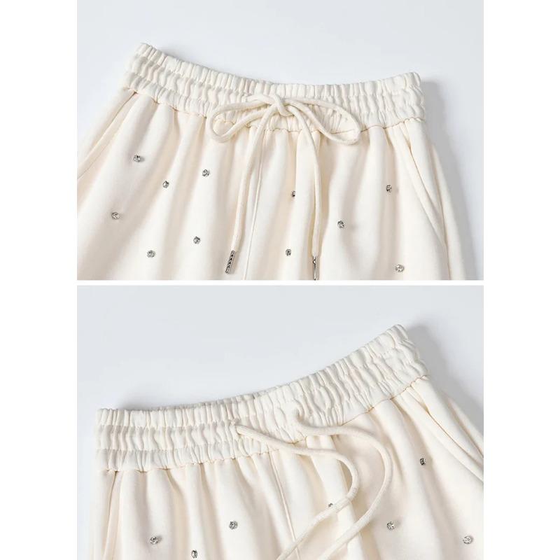 Heavy Industry Hot Diamond Wide Leg Pants for Women's Spring New Casual High Waist Loose Straight Tube Drop Floor Dragging Pants