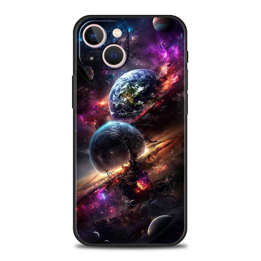 Чехол для телефона Cover для iPhone 17 16 15 14 13 12 Pro Max 11 Pro Max 17 AIR Plus Ударопрочный Мягкий ТПУ Корпус Вселенная Звездное Небо Луна