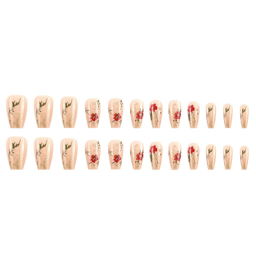 24Pcs Square Press On Nails Glue On Nails French Fake Nails Designs False Nails Artificial Nails Gifts for Women Girls