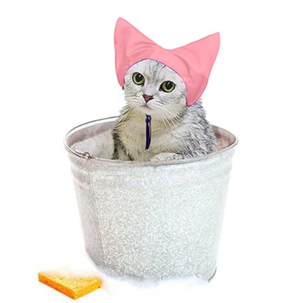 Ear Protection Cat Shower Cap Adjustable Pet Grooming Hat Comfortable Bathing Hat  Cat