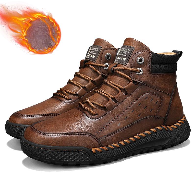 Men's Retro Leisure Shoes Autumn/ Winter Cow Split Leather Men Boots Comfortable Motorcycle Boots Winter Boots