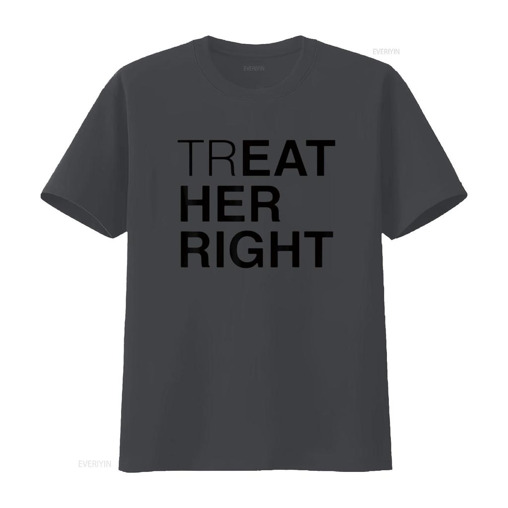 Мужская футболка 'Treat Her Right' Белая 2XL винтажная стираная слегка эластичная дизайнерская одежда уличная мода Унисекс дышащая