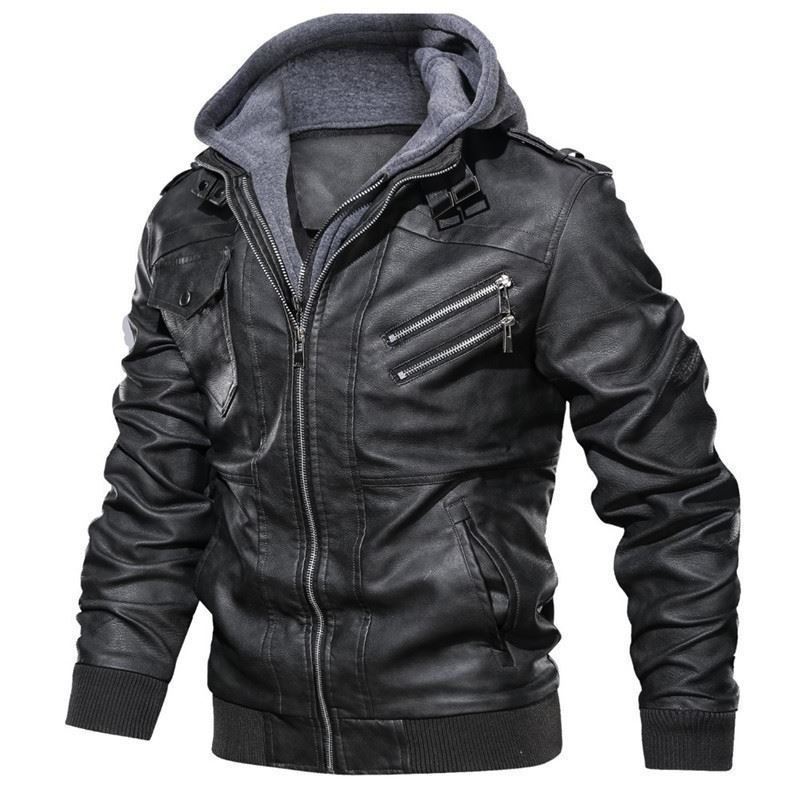 Leather jacket men hoodies men military jacket pu leather jacket men thick