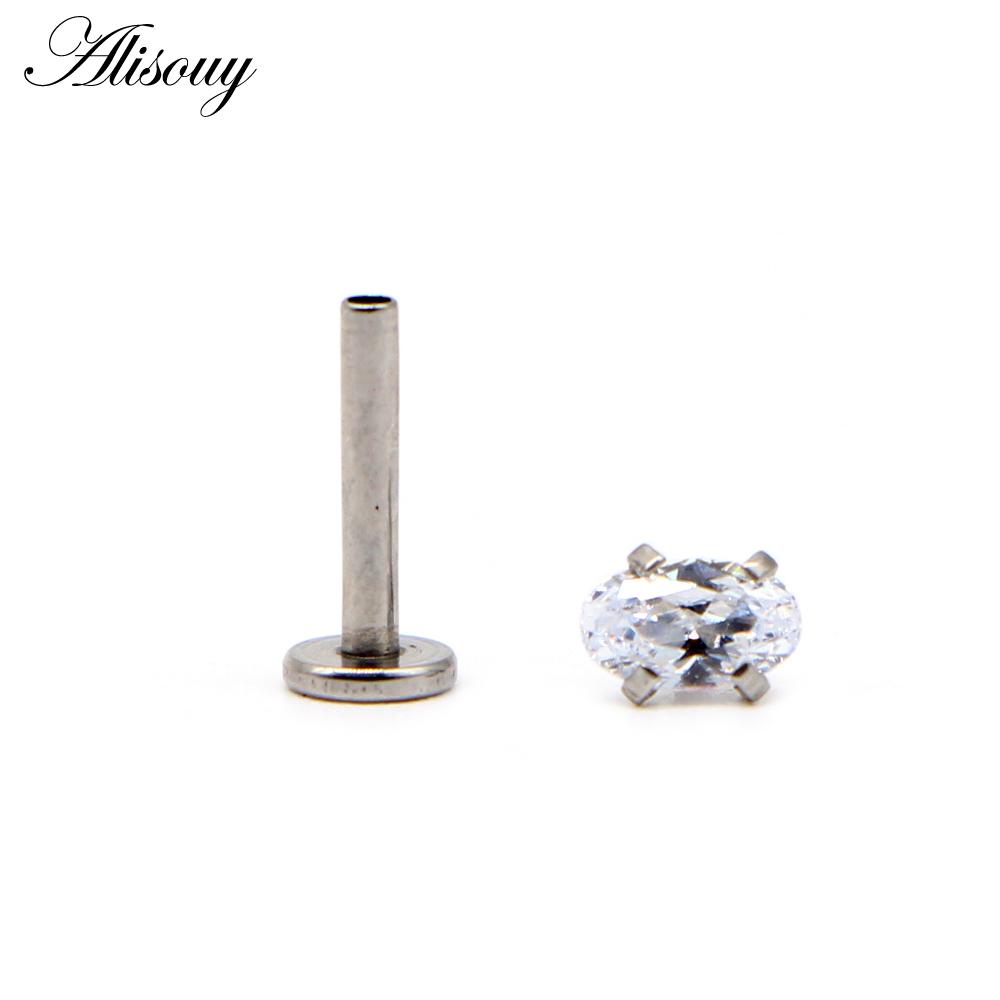 Alisouy 1pc Labret Tragus Cartilage Earring 16G Punk Water Drop Oval Round Eye Zircon Gem Ear Tragus Lip Ring Monroe Piercing