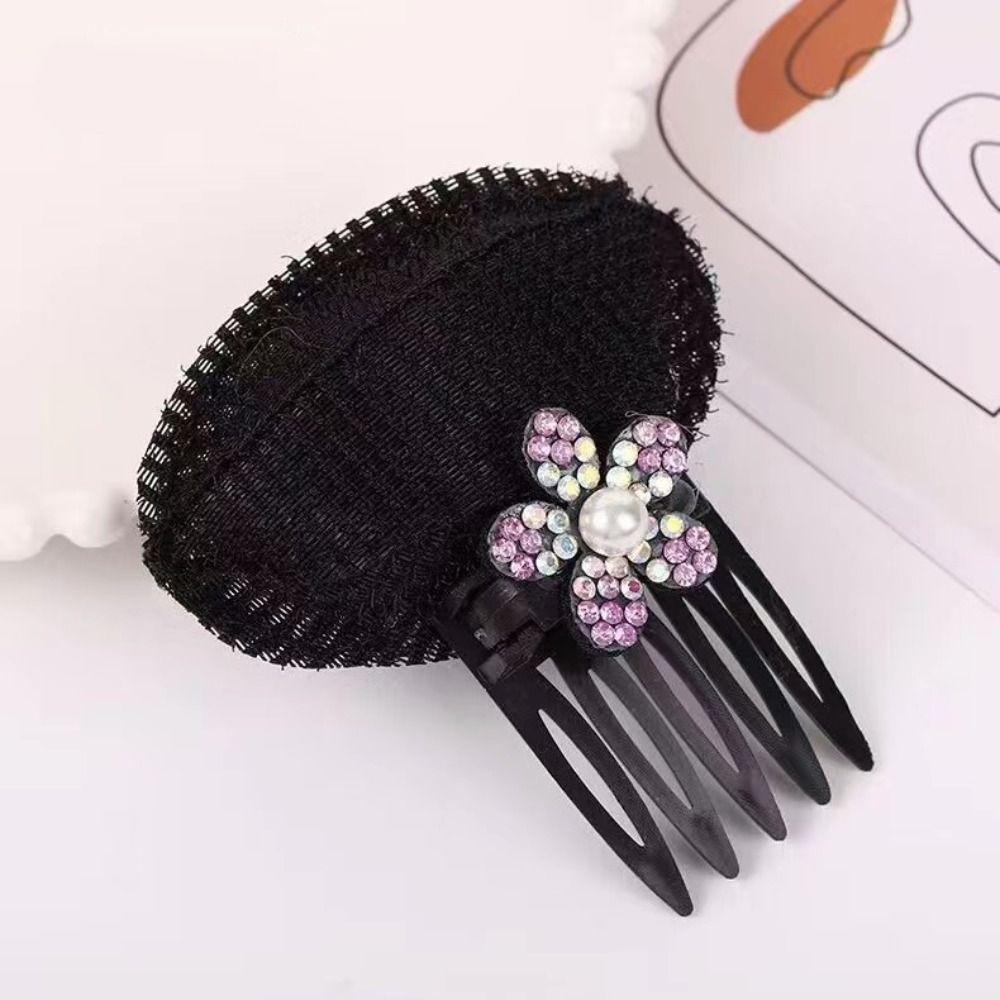 Flower Puff Hair Head Cushion Pearl Invisible Volume Hair Clip Shiny Fluffy Sponge Clip  Lady