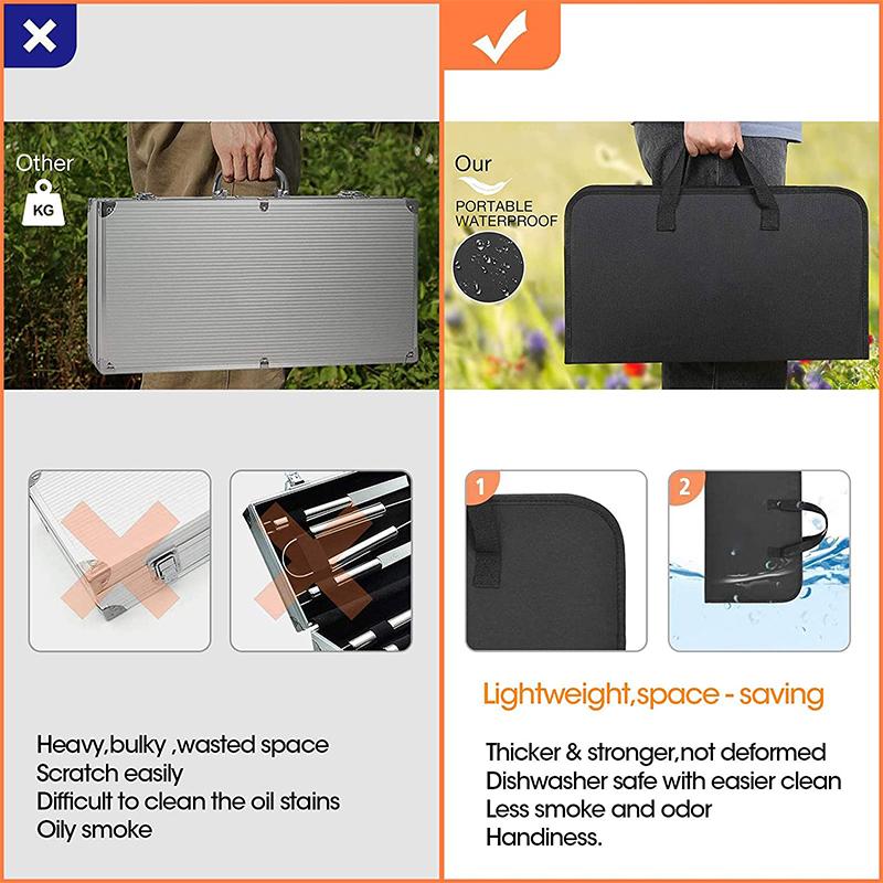 LMETJMA 20 шт. набор инструментов для гриля барбекю из нержавеющей стали прочные аксессуары для гриля набор принадлежностей для гриля с холщовой сумкой JT49