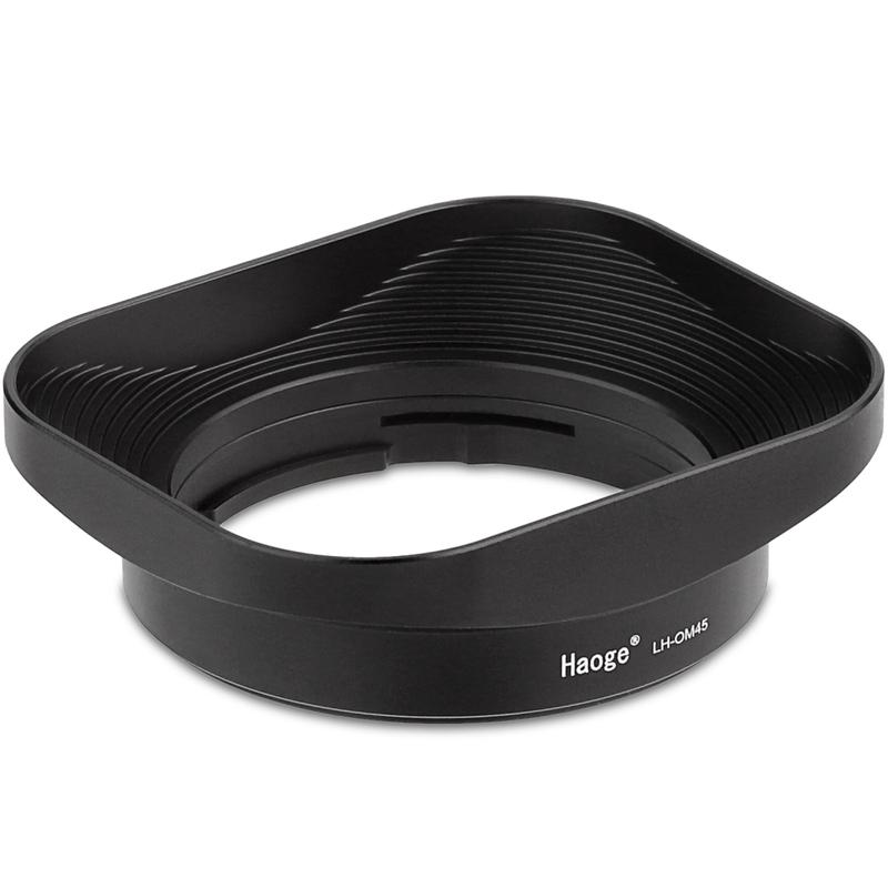 Haoge LH-OM45 Square Metal Lens Hood Shade for Olympus M. ZUIKO DIGITAL ED 45mm f/1.8 Lens 45/1.8