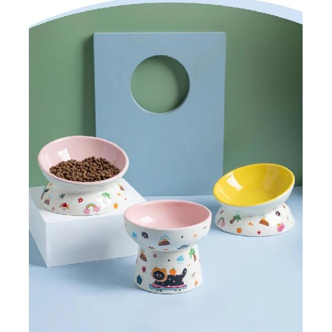Creative Pet Bowl Cute Cartoon Ceramic Bowl Cat Dog Food Water Bowls